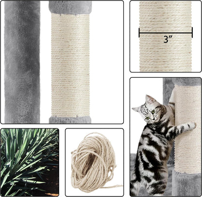 Yaheetech 70 Inches Stable Cat Tree with Padded Platform, Replaceable Dangling Balls, Hammock, Basket and Condo, Cat Tower Furniture for Kittens, Cats and Pets