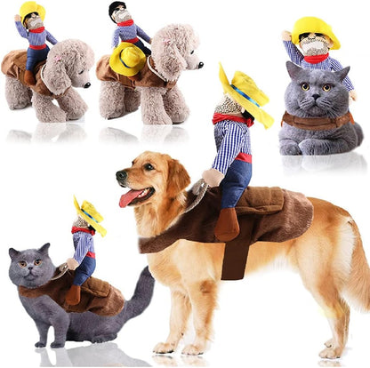 Halloween Cowboy Costume for Dogs & Cats - Funny Party Apparel for Pets (X-Large)