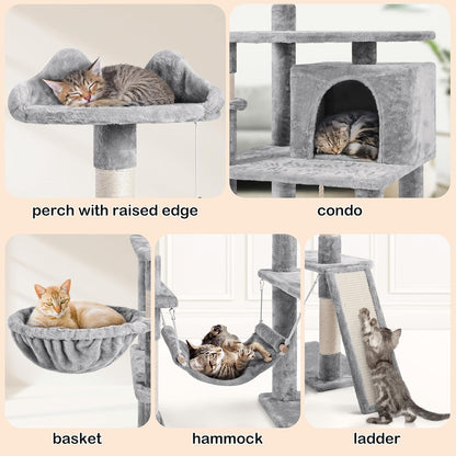 Yaheetech 70 Inches Stable Cat Tree with Padded Platform, Replaceable Dangling Balls, Hammock, Basket and Condo, Cat Tower Furniture for Kittens, Cats and Pets